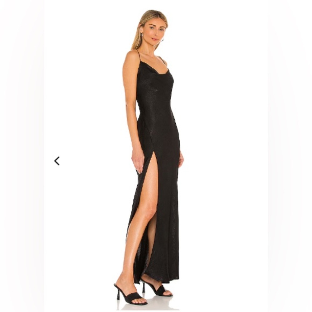 🔥 Closet Sale! Revolve Black Side Slit Satin Dress